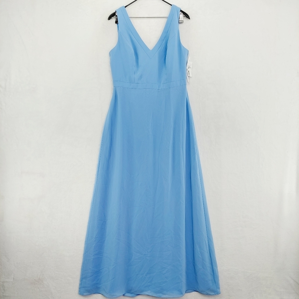 Social Bridesmaids Light Blue V-Neck Maxi Dress